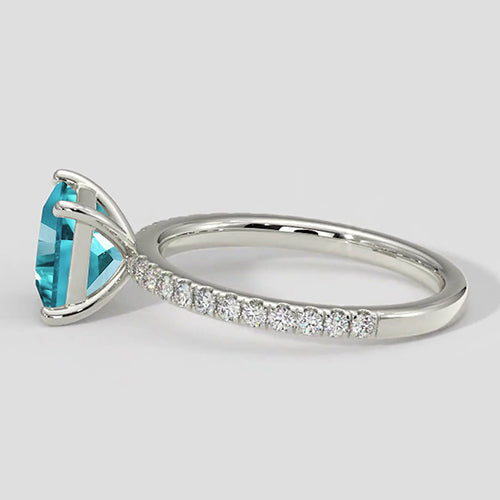 Paraiba-Turmalin Edelstein-Ring 2-Karat 14K Weißgold – Frontansicht