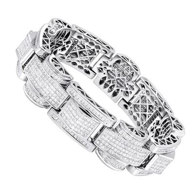 20 Karat Pave Set Princess Schliff Natürliche Diamant Herren Armband Weißgold 14K