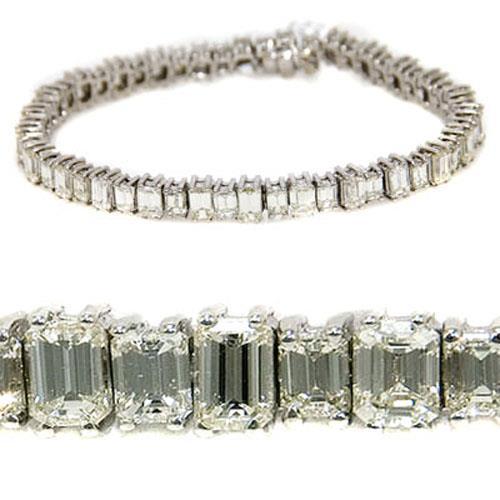 20,80 Ct Smaragdschliff Echt Diamant Tennisarmband Massiv Weißgold Schmuck