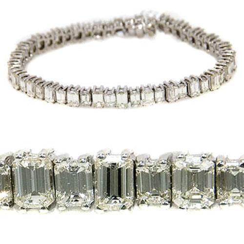 20,80 Ct Smaragdschliff Echt Diamant Tennisarmband Massiv Weißgold Schmuck