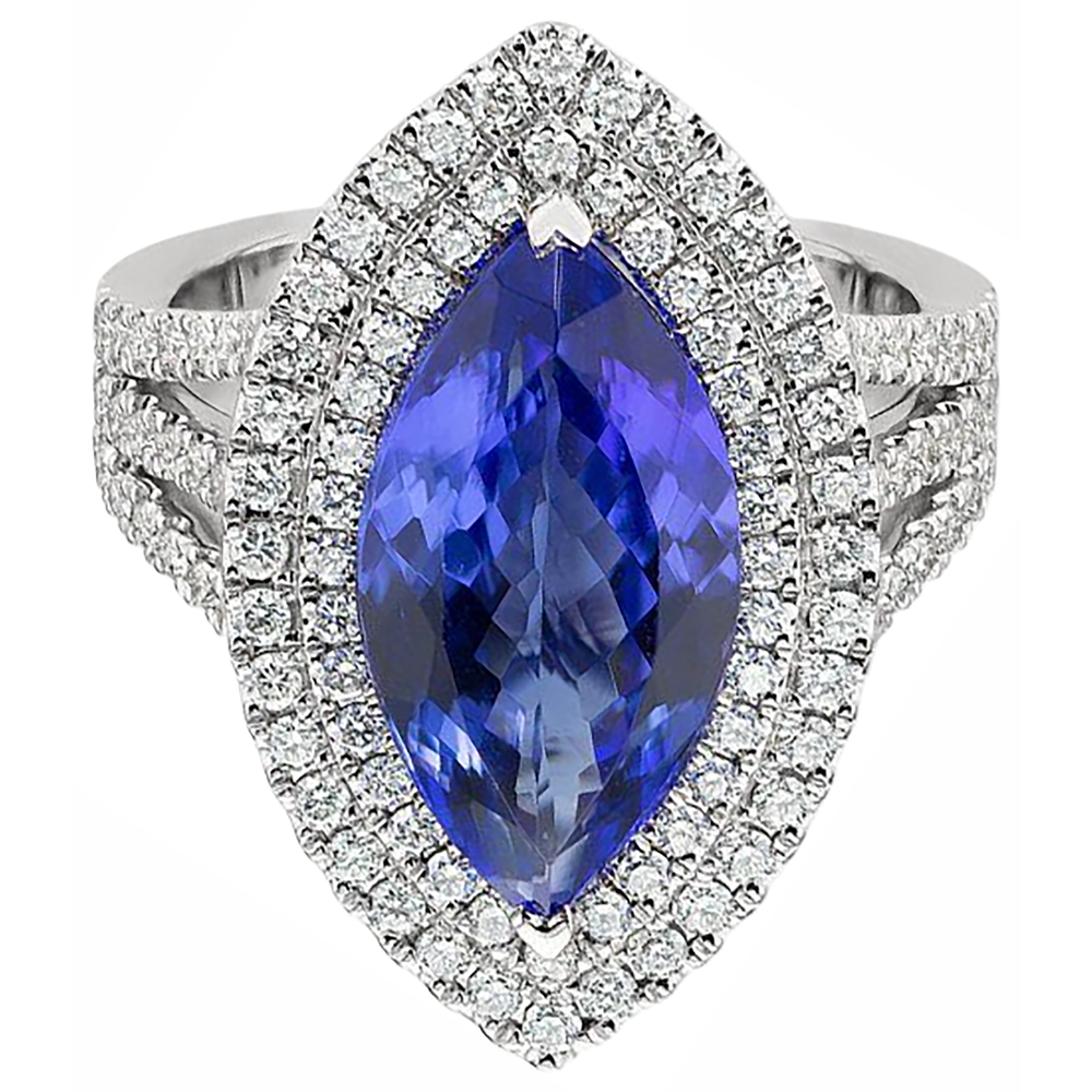 echter marquise tansanit 21.25Karat ring Seitenansicht