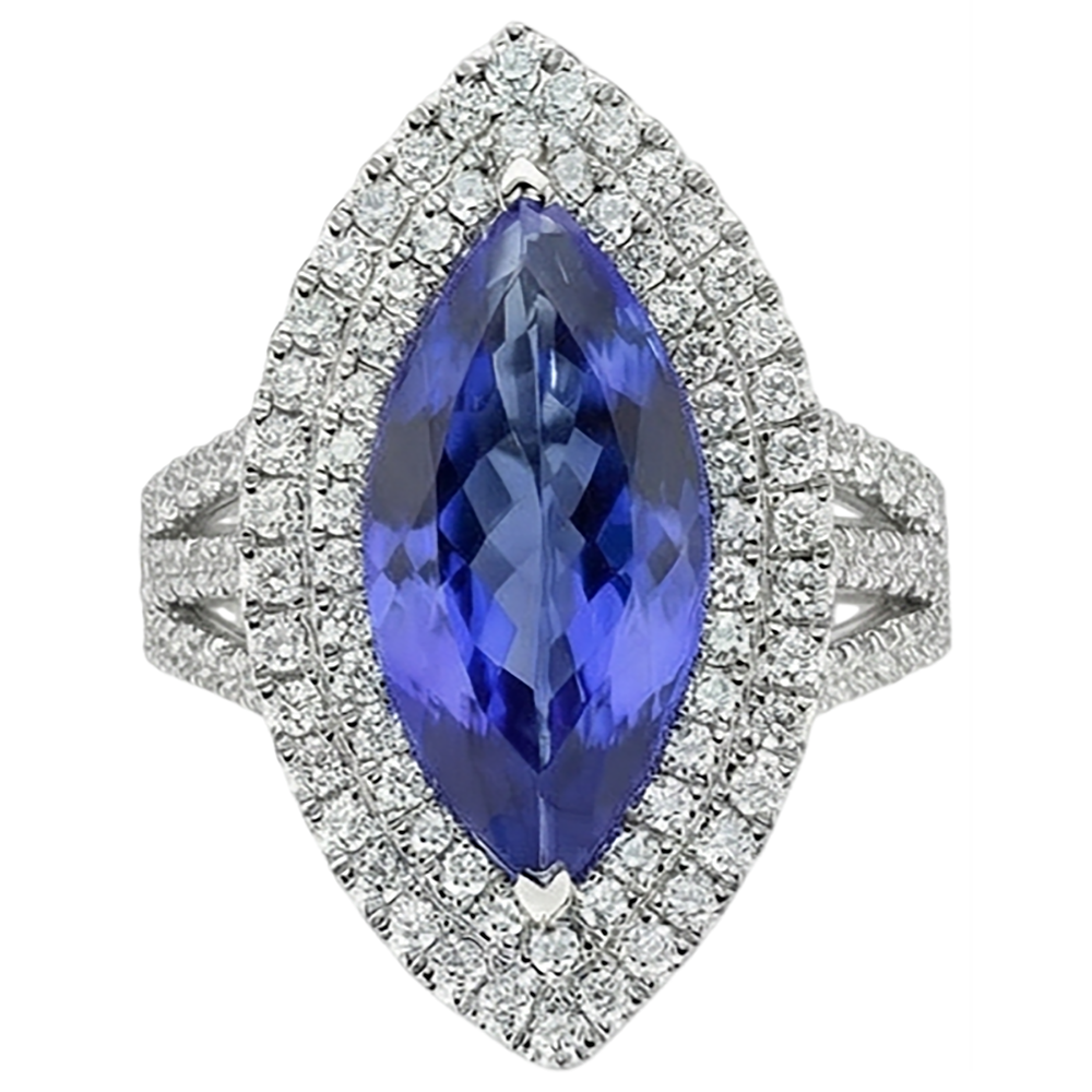 echter marquise tansanit 21.25Karat ring Draufsicht