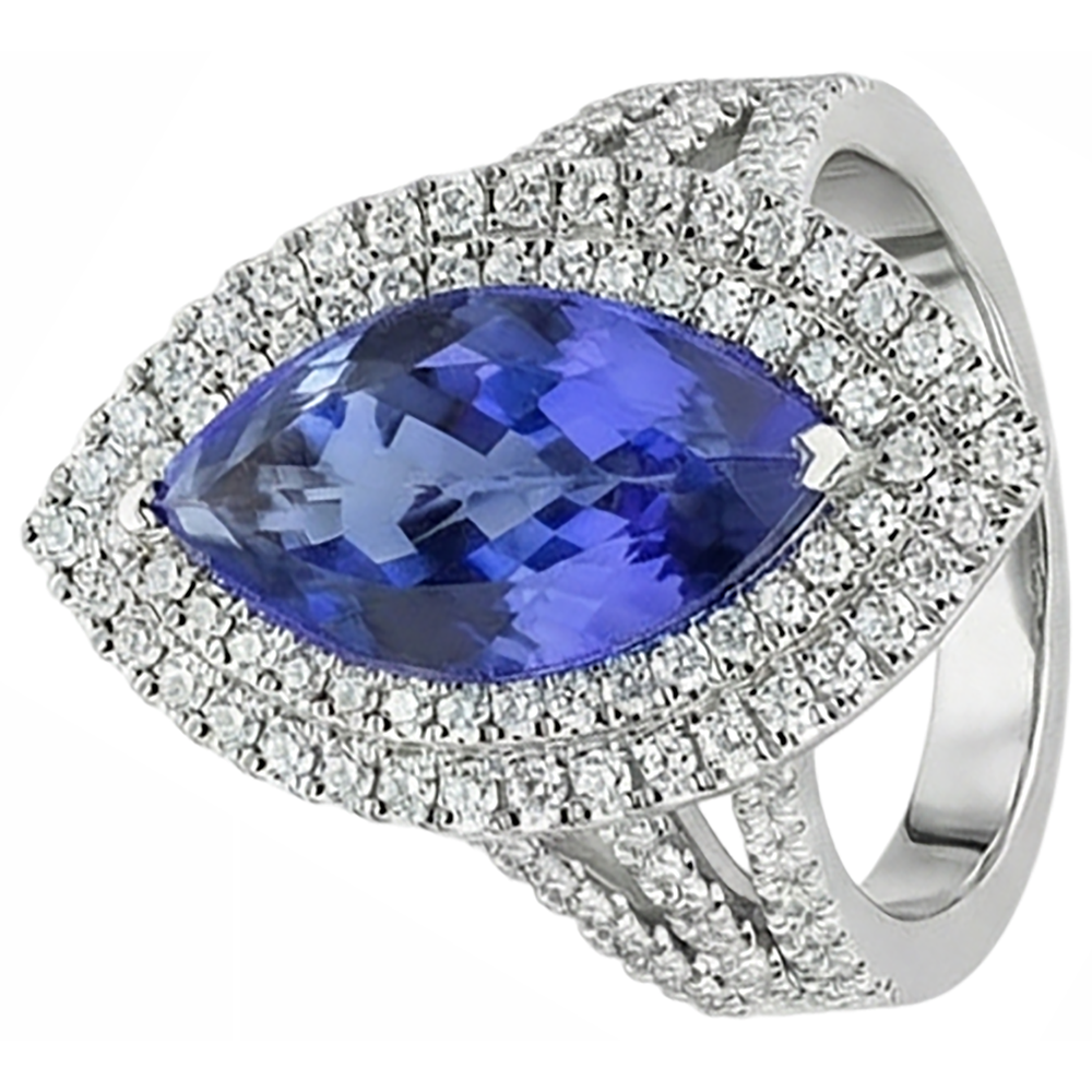 echter marquise tansanit 21.25Karat ring Profilansicht