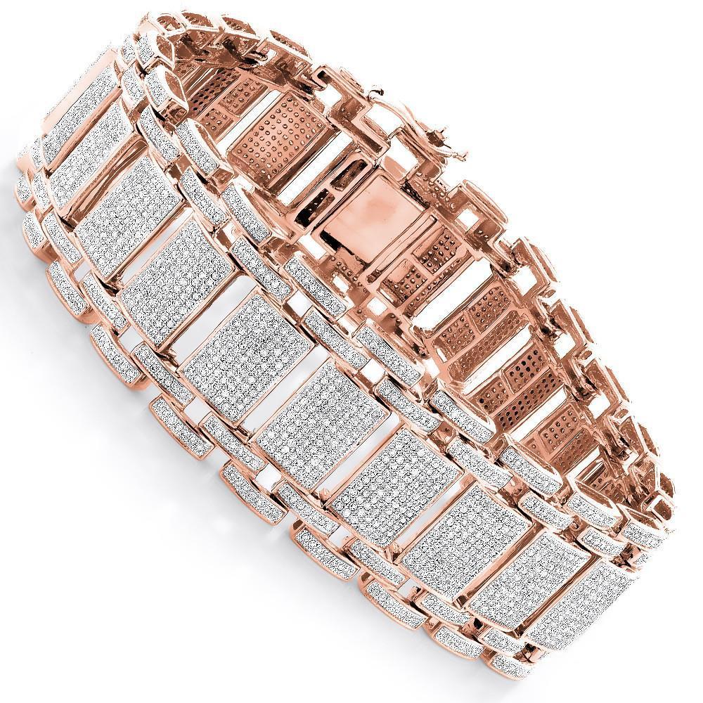 25 Karat Kleine Echt Diamanten Im Rundschliff Herrenarmband Roségold 14K