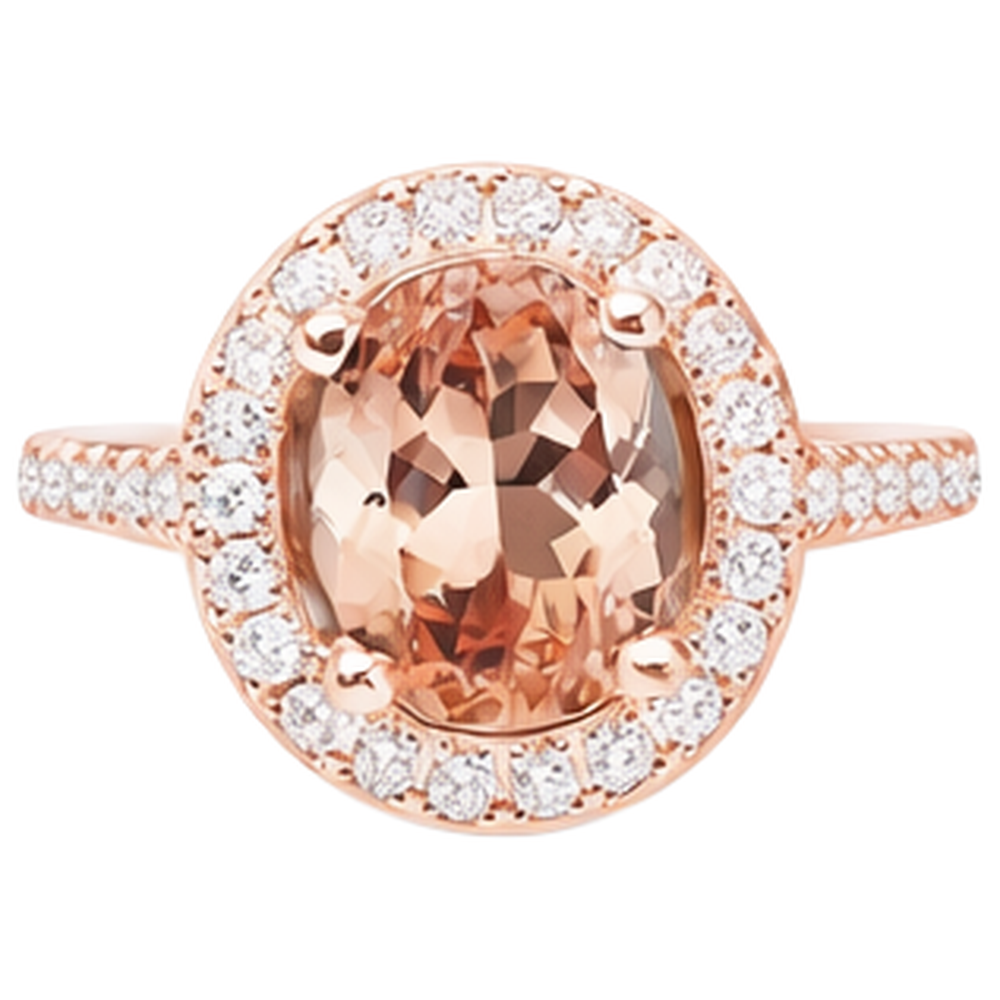 26,50 Kt Ovaler Morganit Und Diamanten Ring Roségold 14K