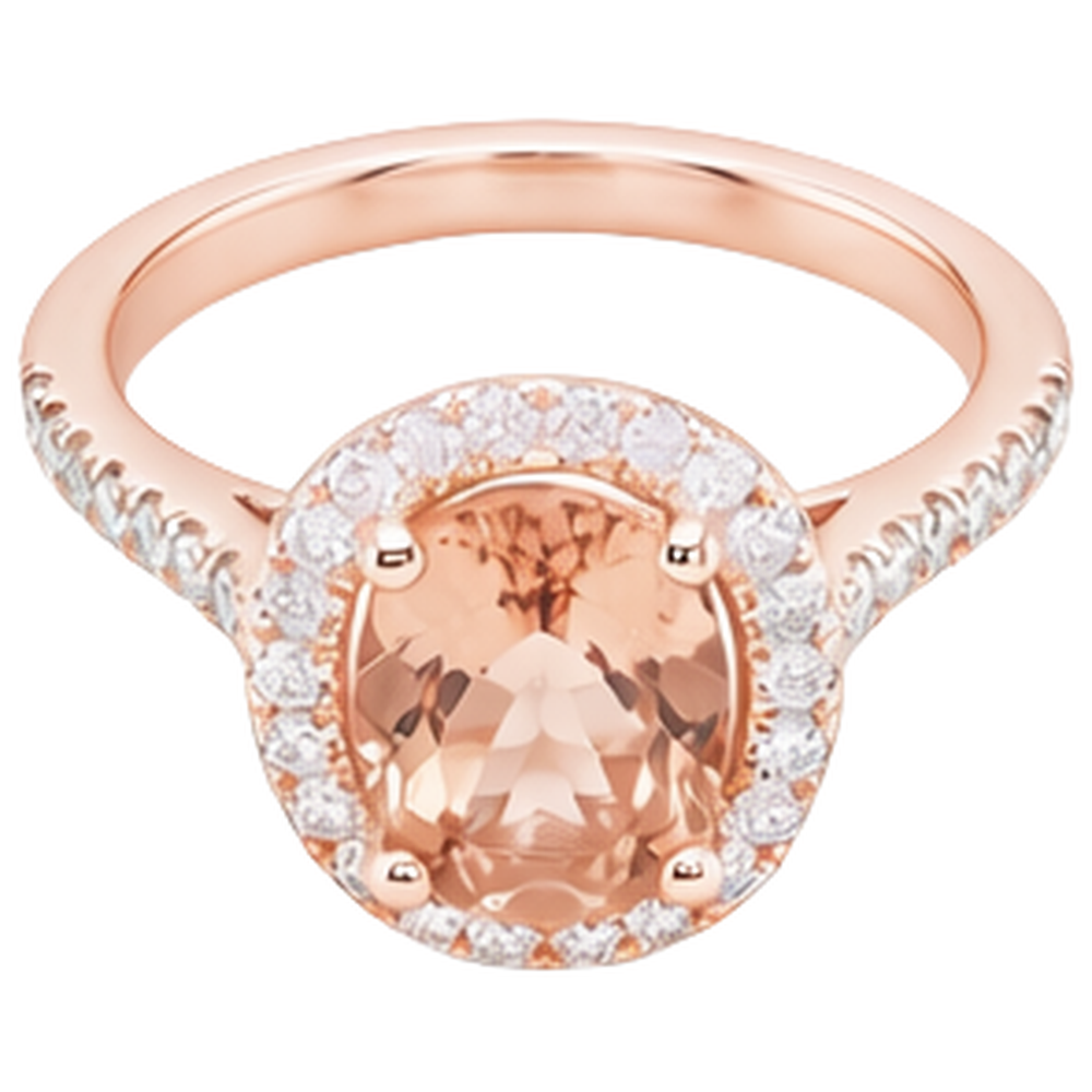 26,50 Kt Ovaler Morganit Und Diamanten Ring Roségold 14K