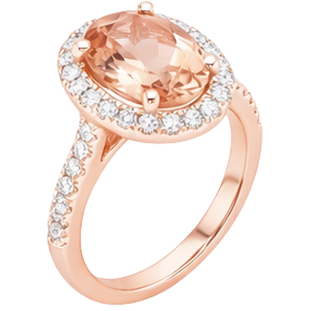 26,50 Kt Ovaler Morganit Und Diamanten Ring Roségold 14K