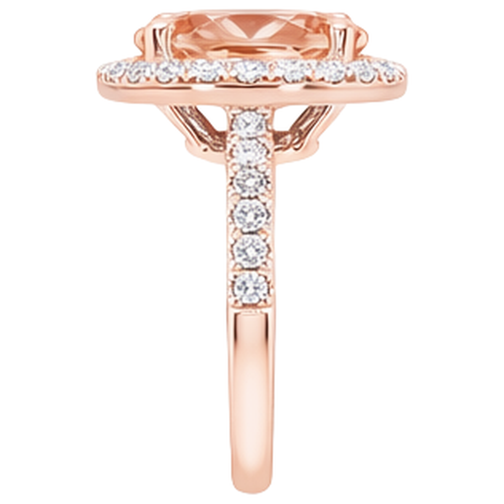 26,50 Kt Ovaler Morganit Und Diamanten Ring Roségold 14K