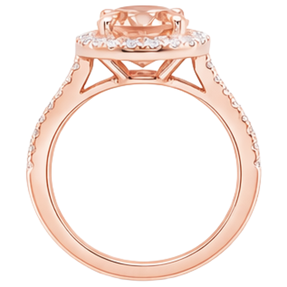 26,50 Kt Ovaler Morganit Und Diamanten Ring Roségold 14K