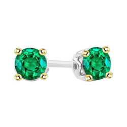 Zweifarbiges 14K Gold GIA-Geprüft Edler Smaragd Gemstone Earring