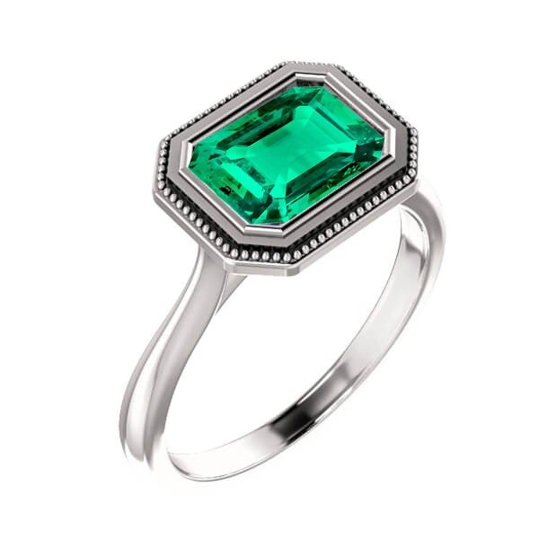 Treppen-Schliff Kolumbianischer Smaragd Ring in Zweifarbiges 14K Gold – Hauptansicht