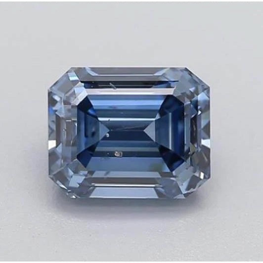 Smaragd-Schliff Royalblauer Saphir Ring in Gold – Hauptansicht