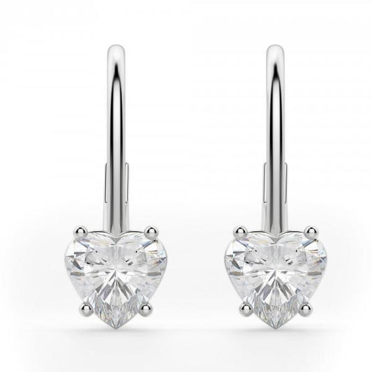 2 Carats Prong Set Heart Cut Echt Diamant Women Earring Gold Jewelry