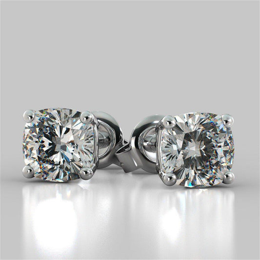 2 Carats Solitaire Cushion Cut Natürliche Diamant Stud Earring 4 Prong Set