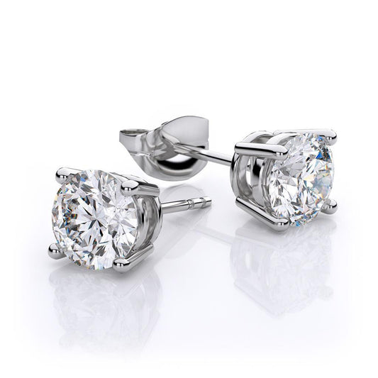 2 Carats Women Studs Earrings Runden Cut Natürliche Diamants