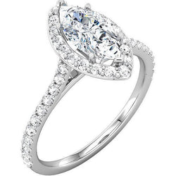 2 Ct. Halo Echt Diamant Marquise & Runder Ehering