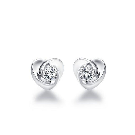 2 Ct Runden Natürliche Diamants Heart Shape Women Stud Earrings White Gold