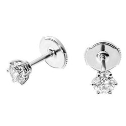 2 Ct Six Prong Set Runden Cut Natürliche Diamants Lady Studs Earring White Gold