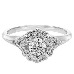 2 Karat Antik-Stil Runder Echt Diamant-Verlobungsring Weißgold 14K