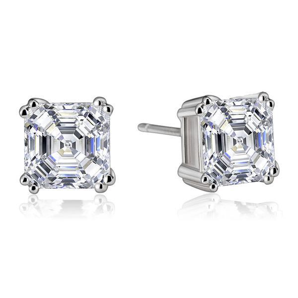 2 Karat Asscher-Schliff Echt Diamant Ohrstecker Paar Aus Massivem Weißgold Schmuck