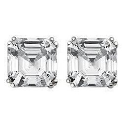 2 Karat Asscher Cut Natürliche Diamant Lady Ohrstecker Weißgold 14K