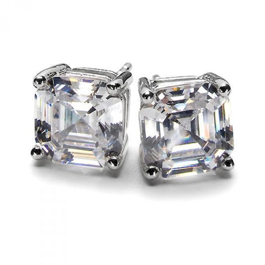 2 Karat Krappenset Asscher Cut Natürliche Diamant Ohrstecker 14K Weißgold