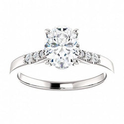 2 Karat Oval Natürliche Diamant Hochzeitstag Ring 14K Weißgold