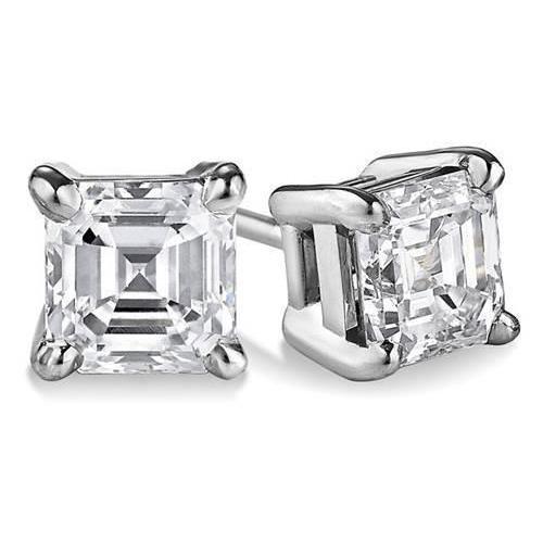 2 Karat Vier-Krappen-Set Asscher-Schliff Natürliche Diamant-Ohrstecker Weißgold