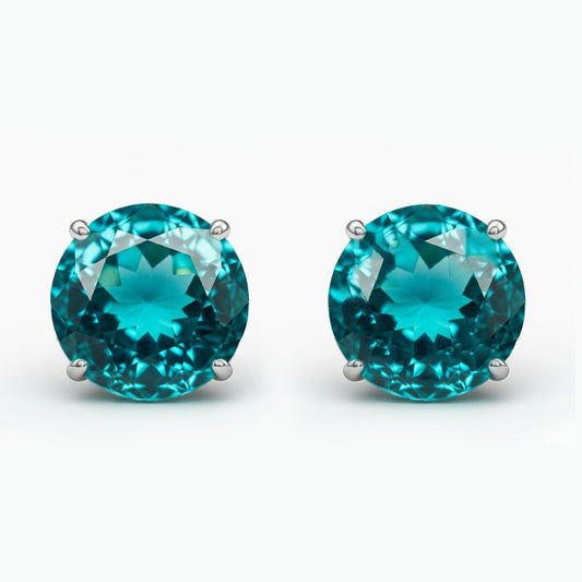 echter round paraiba turmalin 2Karat ohrring Vorderansicht