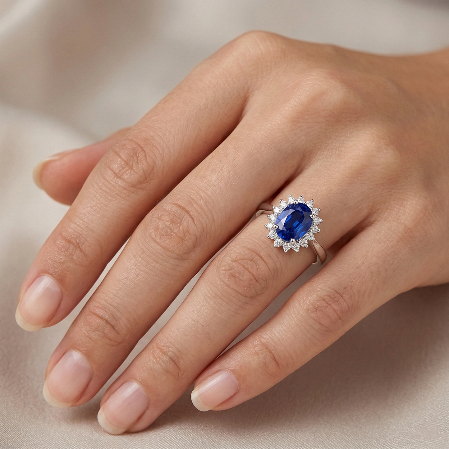 echter oval diamant 1.50Karat ring mit Diamantbesatz