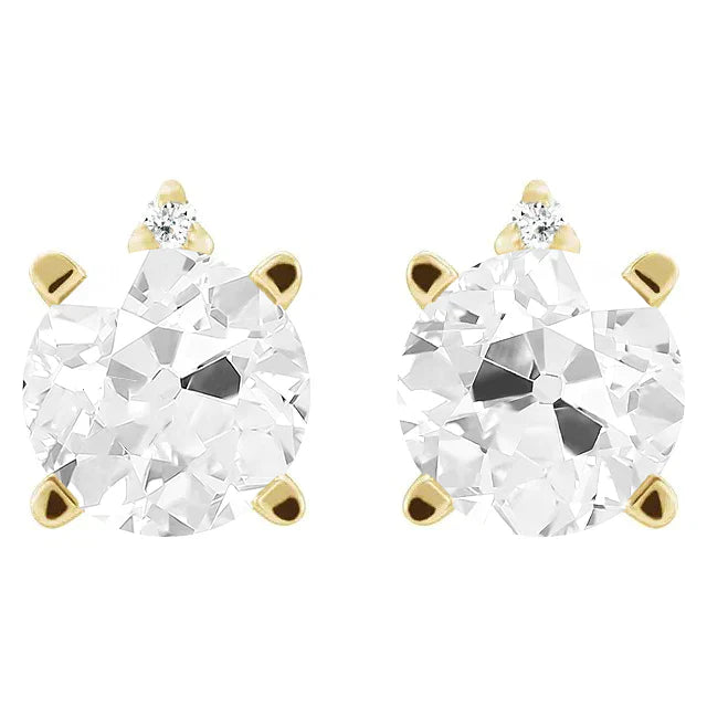 Ohrringe 14 Karat Gelbgold mit Diamant – Frontansicht