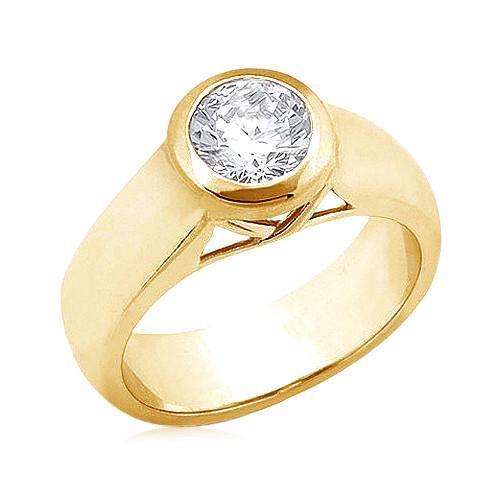 2,01 Ct. Runder Natürliche Diamant-Solitärring Aus Gelbgold Neu