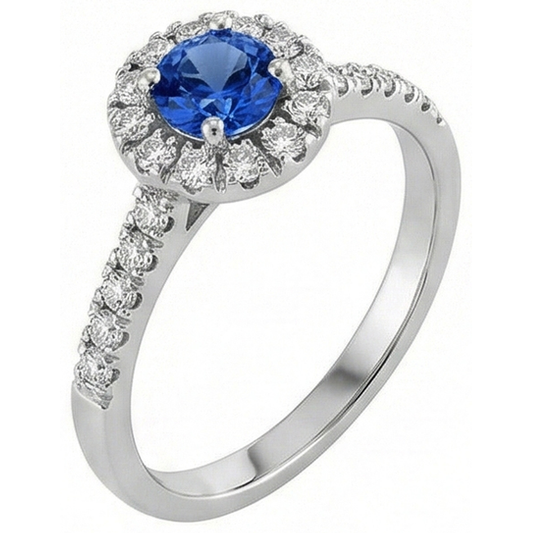 echter round saphir 2.10Karat ring Vorderansicht