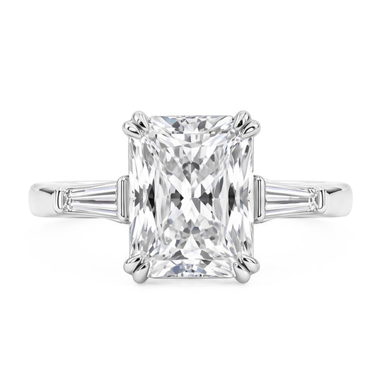 2,11 Karat Radiant & Baguette Echt Diamanten Drei-Stein-Verlobungsring
