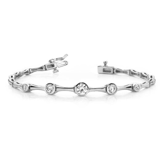 2,20 Ct Lünette Set Runden Journey Style Natürliche Diamantarmband Weißgold