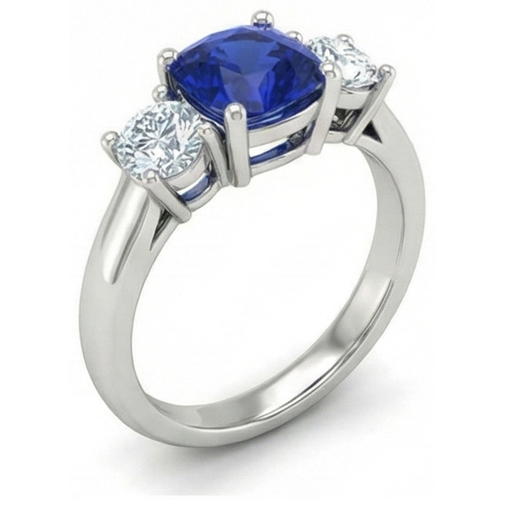 echter round saphir 1.25Karat ring Vorderansicht