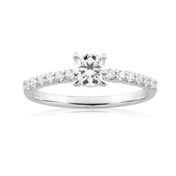 2,25 Ct Echt Diamant-Ehering Mit Akzent Im Rundschliff