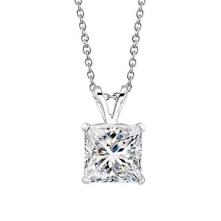 2,25 Ct Solitaire Princess Cut Echt Diamants Anhänger Halskette Weißgold