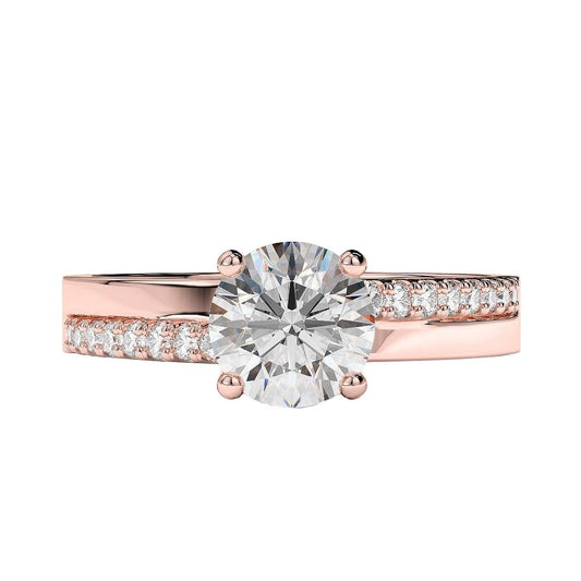 2,25 Karat Funkelnder Brillantschliff Echt Diamant Ehering Roségold 14K