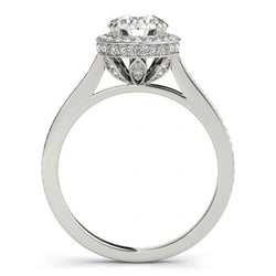 2,25 Karat Halo Runden Echt Diamanten Solid White Gold 14K Verlobungsring