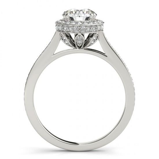 2,25 Karat Halo Runden Echt Diamanten Solid White Gold 14K Verlobungsring