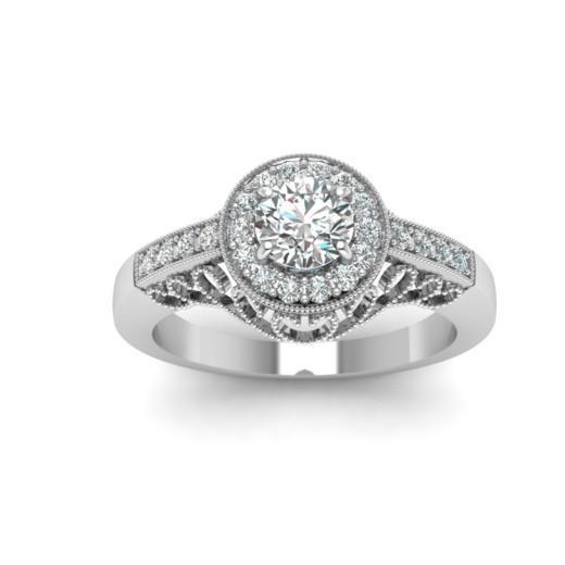 2,35 Karat Echt Diamanten Im Rundschliff Antik-Stil Ehering Weißgold