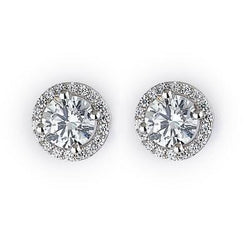 2,36 Karat Runder Natürliche Diamant Ohrstecker Halo Weißgold 14K