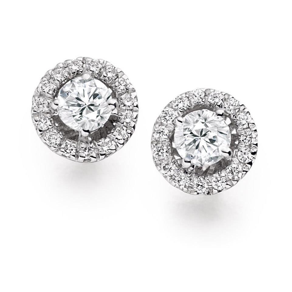 2,3 Karat Natürliche Diamanten Lady Studs Halo Ohrringe Weißgold 14K