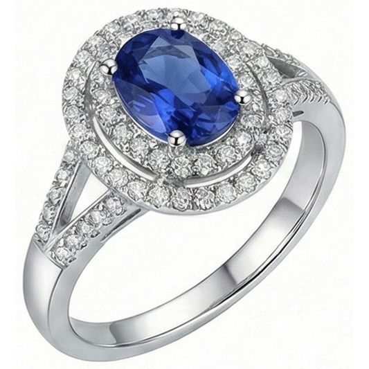 echter oval saphir 2Karat ring Vorderansicht