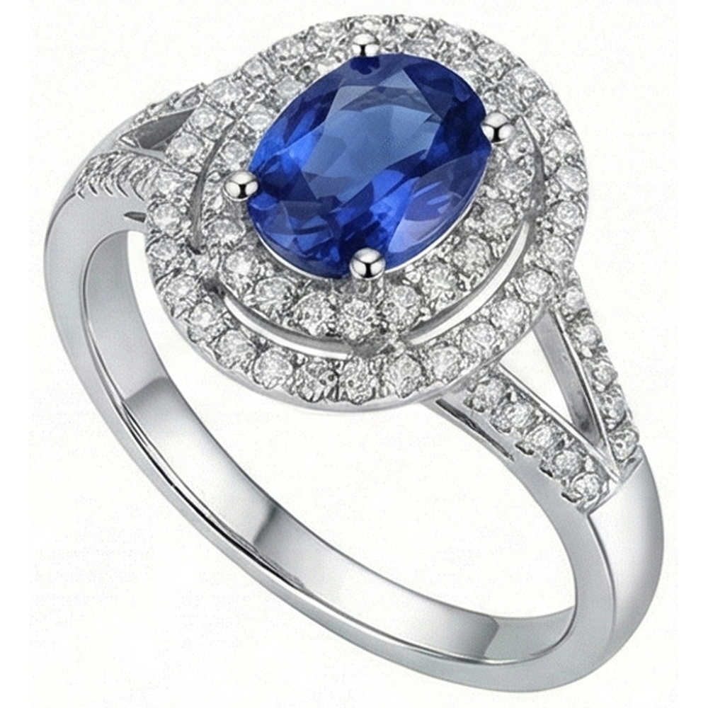 echter oval saphir 2Karat ring Detailansicht