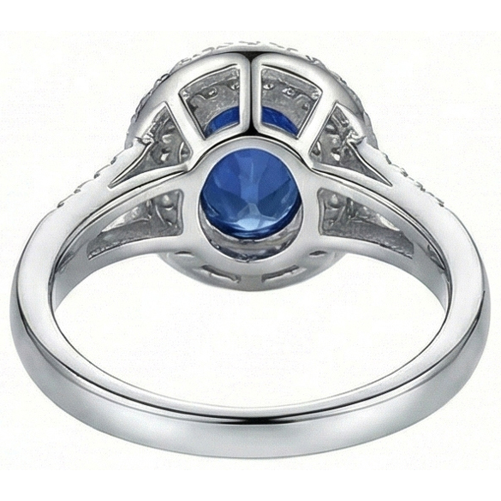 echter oval saphir 2Karat ring auf Weiß