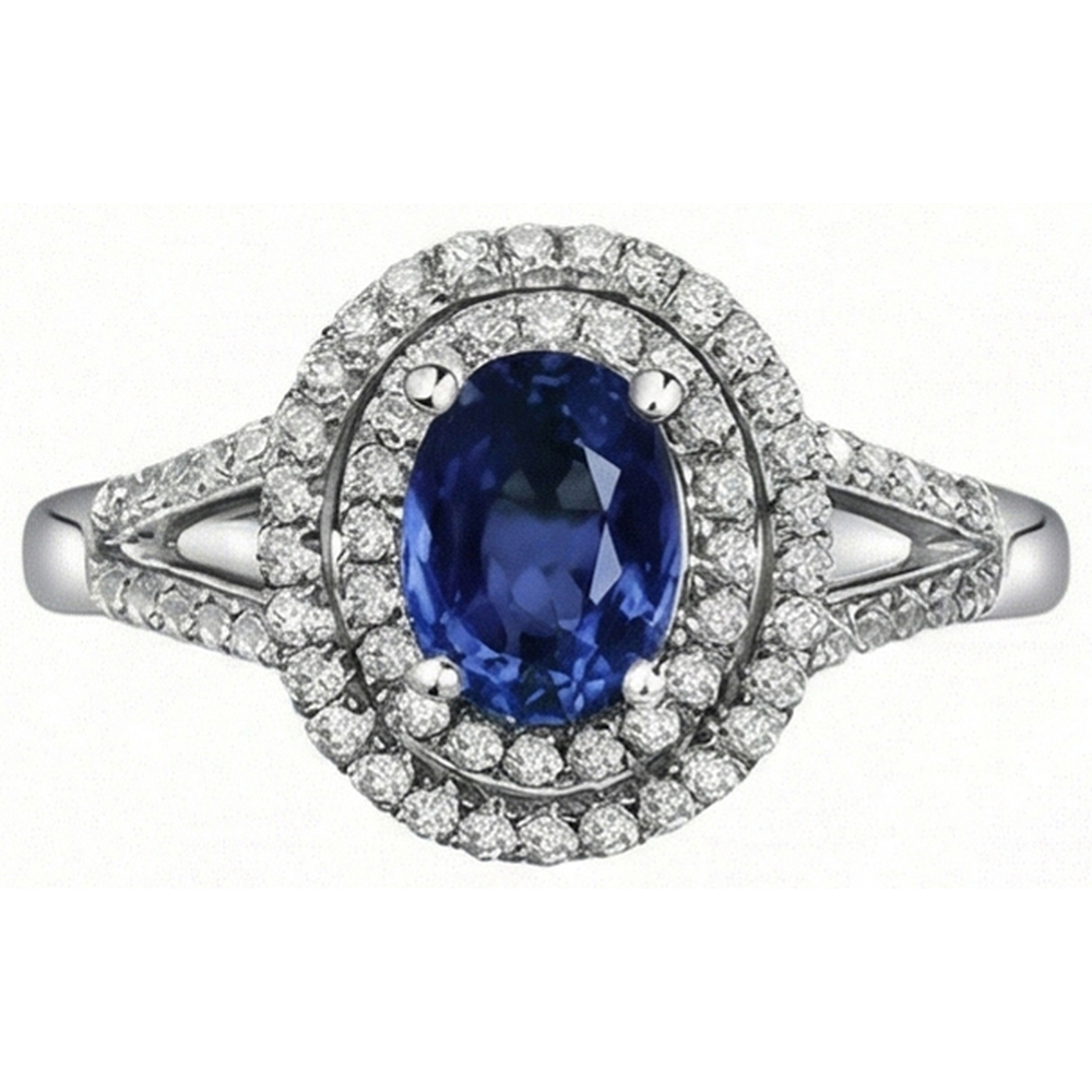 echter oval saphir 2Karat ring Seitenansicht