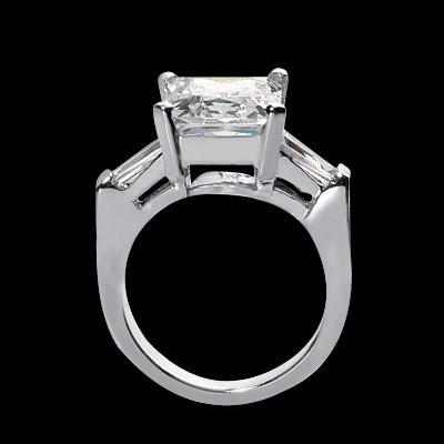 2,45 Ct. Princess & Baguette Echt Diamants Trauring Mit Drei Steinen