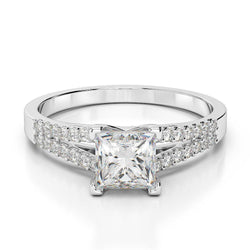 2,45 Ct Princess & Runden Cut Echt Diamants Ehering Split Shank